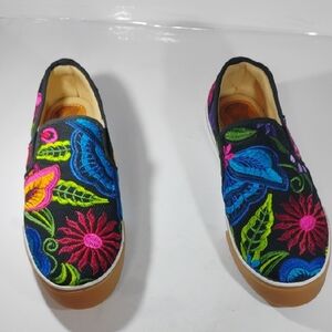 Vibrant Floral Canvas Slip-On Sneakers